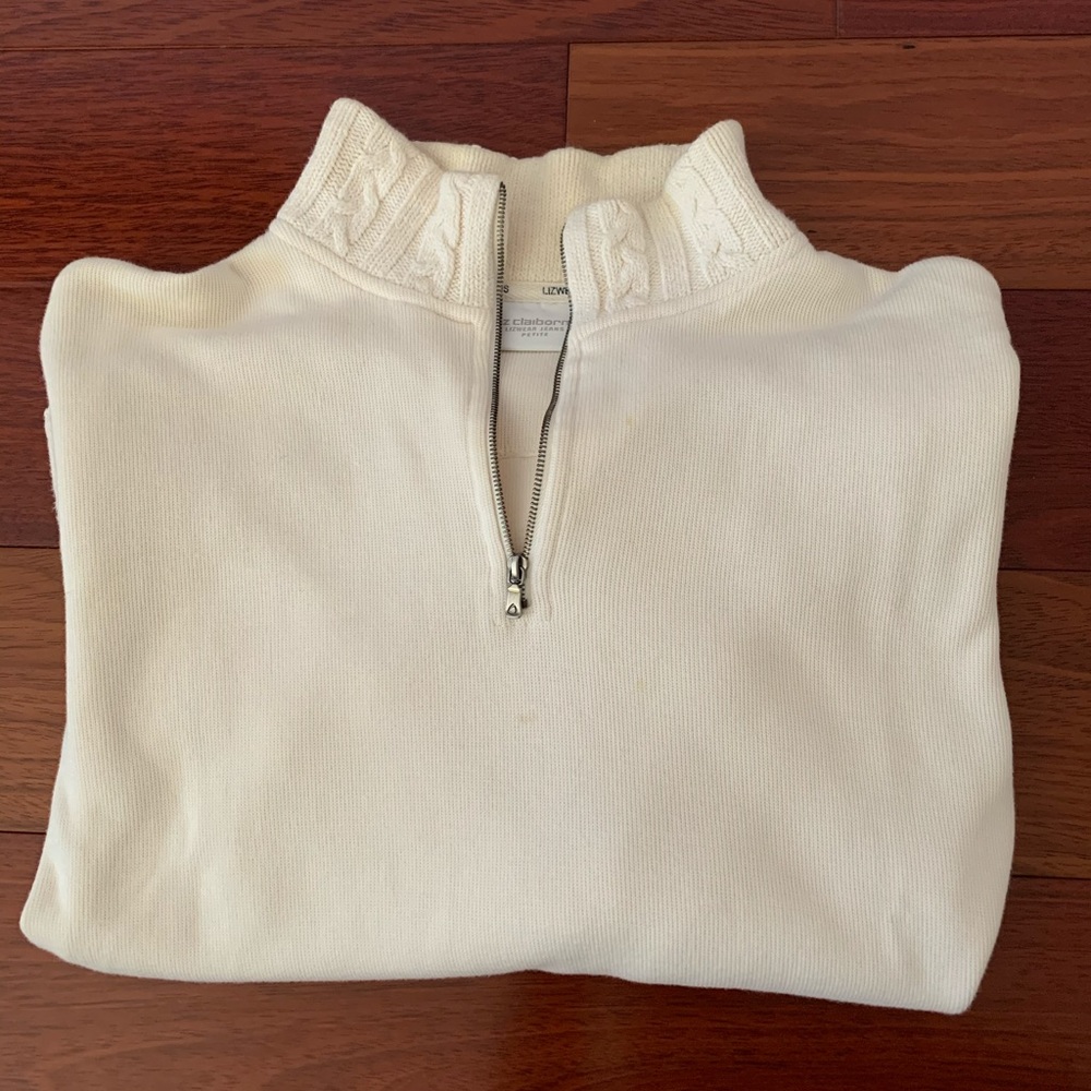 Super soft white quarter zip sweater